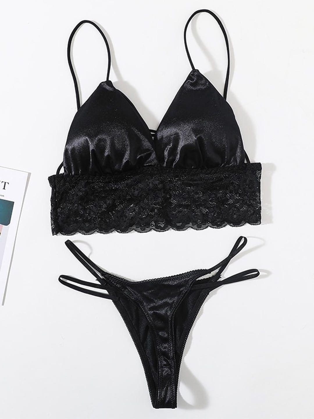 krelin self-design silk lightly padded lingerie set