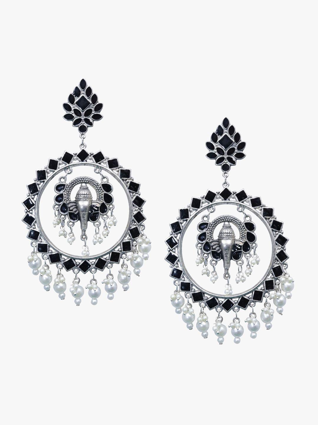 krelin silver-plated crescent shaped chandbalis earrings