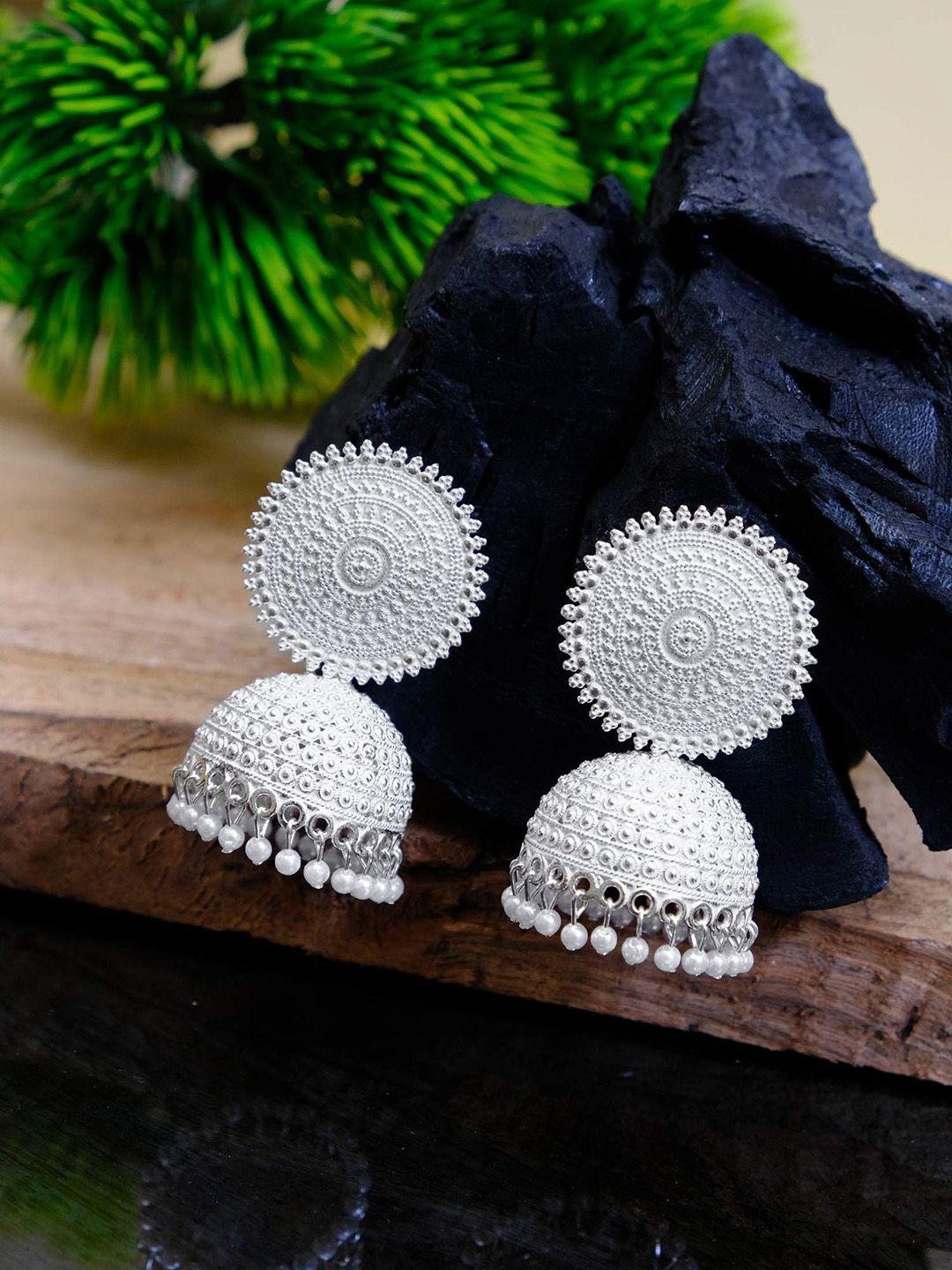 krelin white dome shaped jhumkas earrings