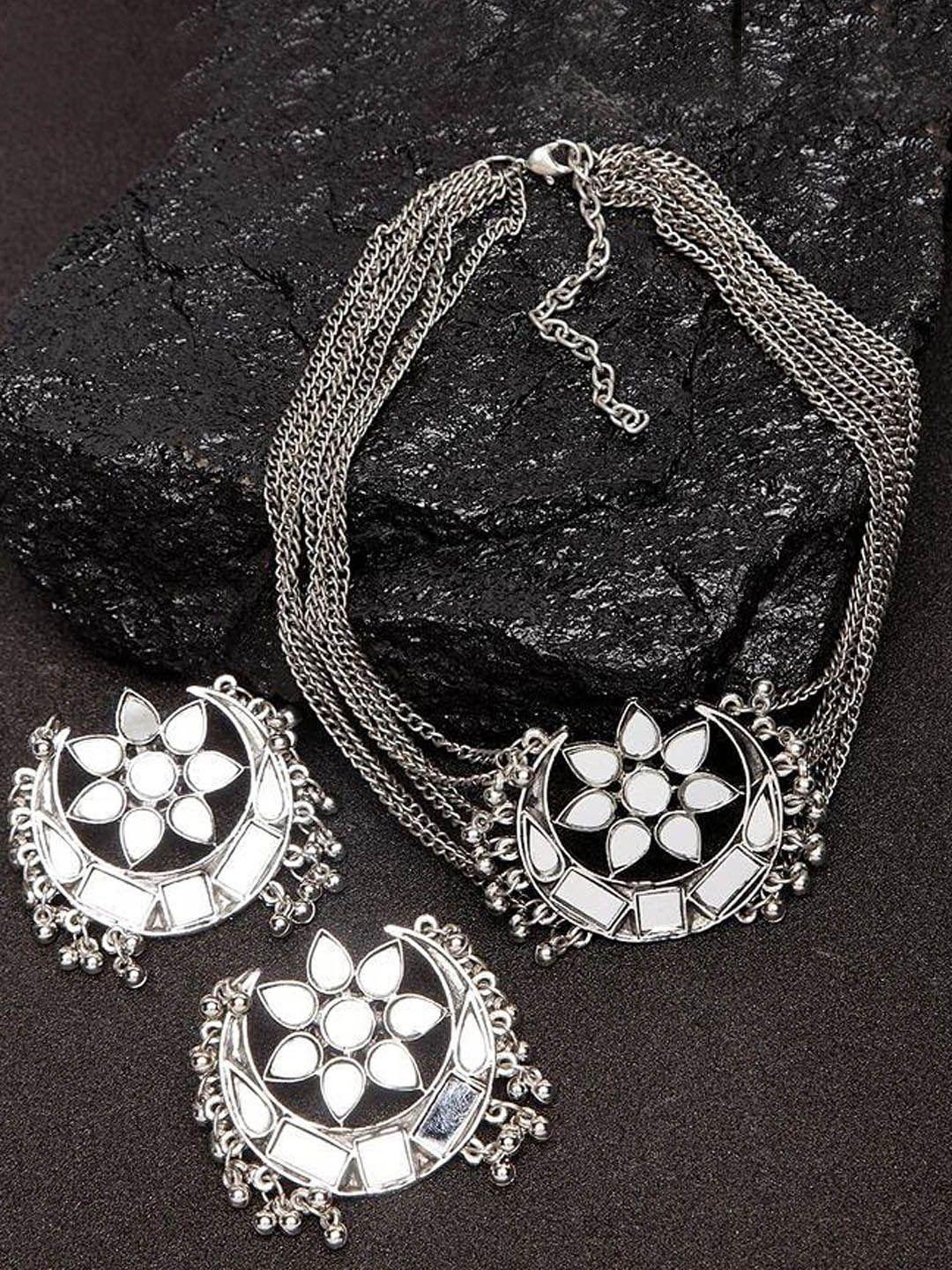 krelin women oxidised silver-plated jewellery set