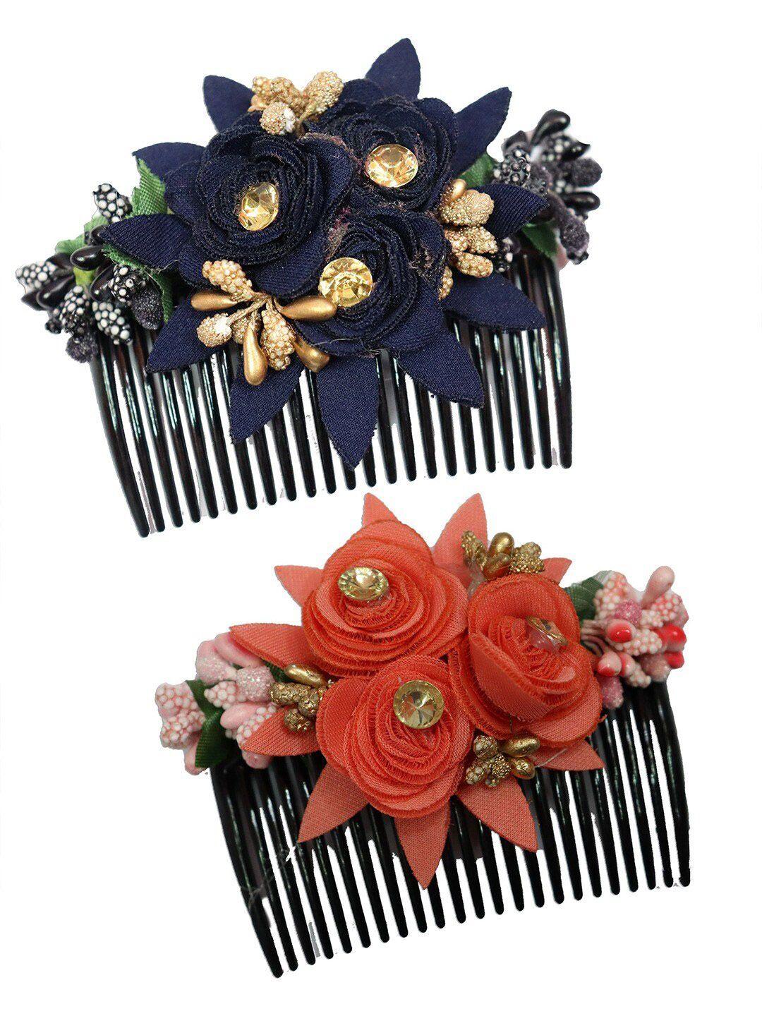 krelin women set of 2 flower design jooda hairpin comb