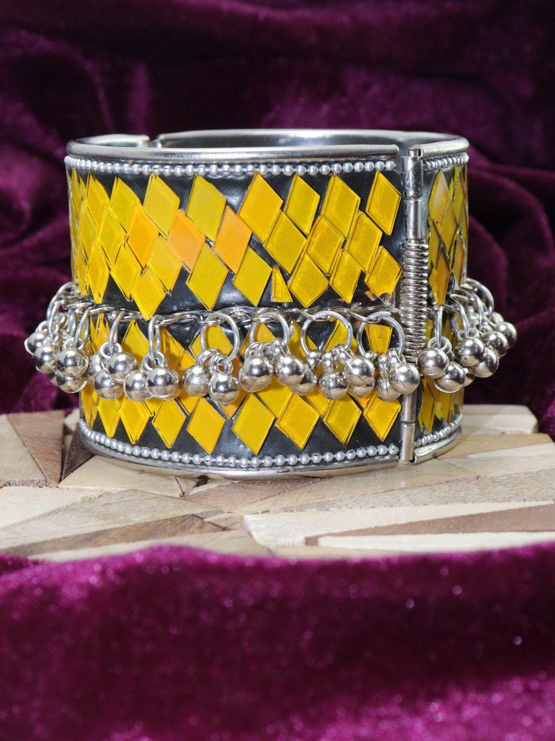 krelin women yellow & silver-toned cuff bracelet