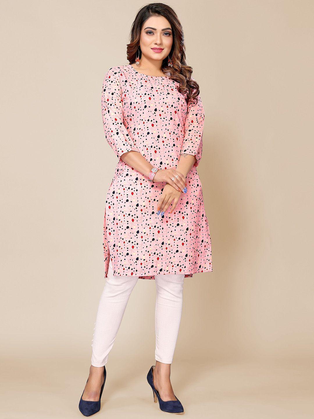 krimmple abstract printed pastel straight kurta