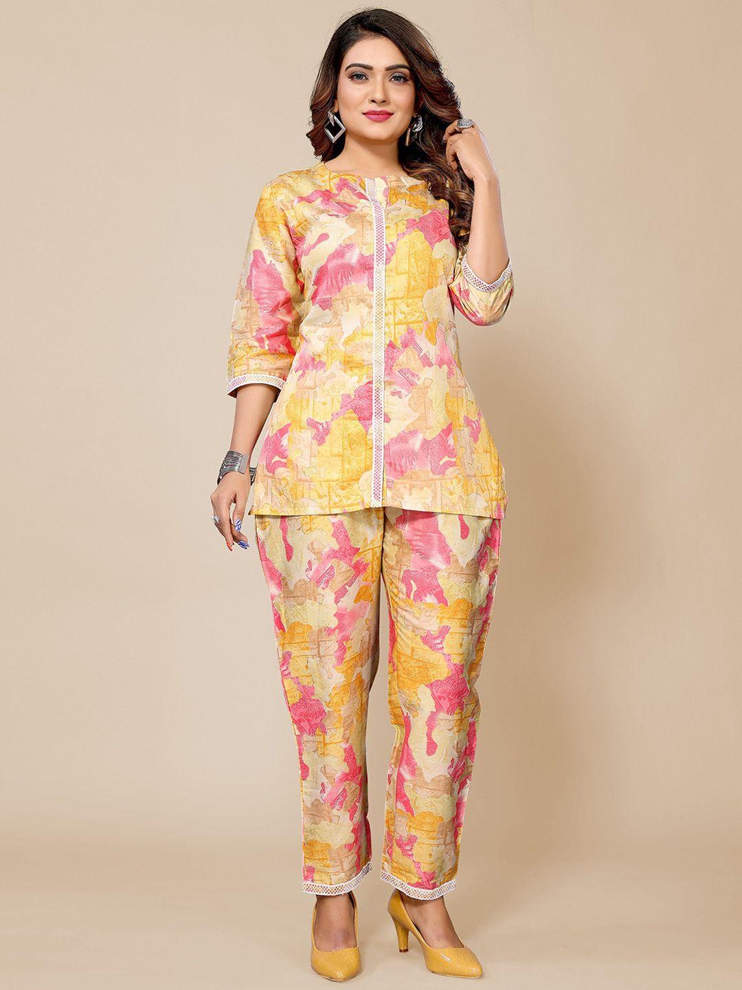 krimmple abstract printed top & trousers co-ords set