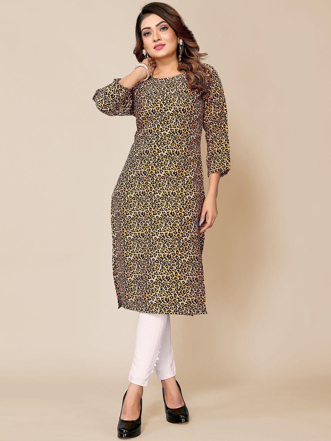 krimmple animal skin printed straight kurta