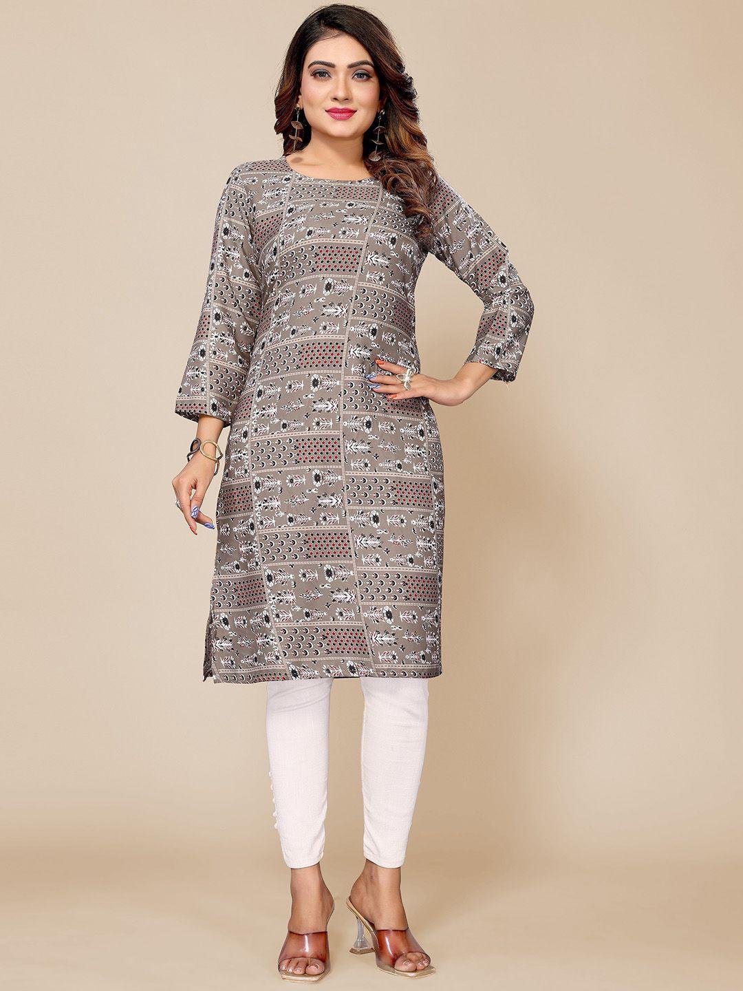 krimmple ethnic motifs printed straight kurta