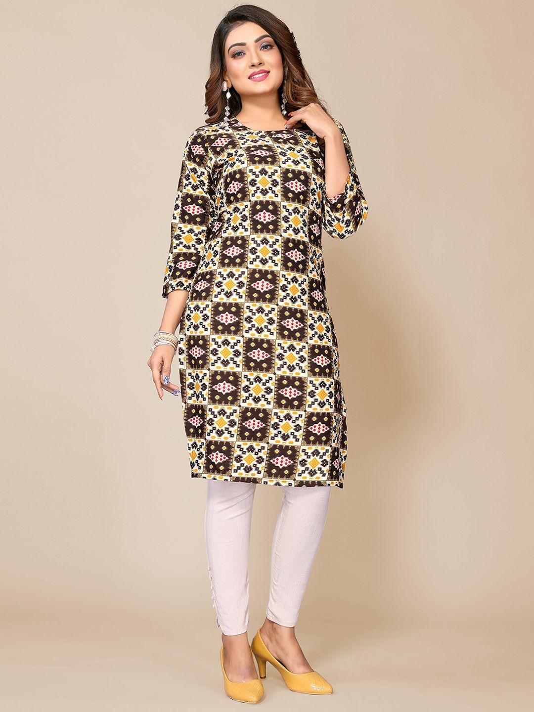 krimmple ethnic motifs printed straight kurta