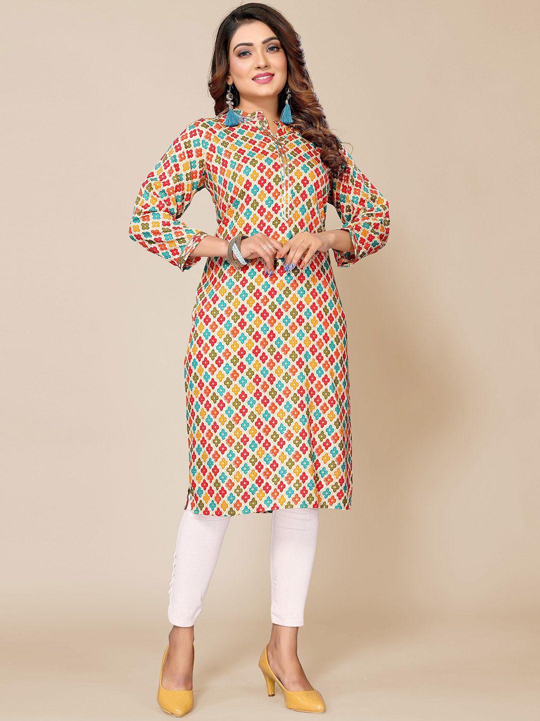 krimmple ethnic motifs printed straight kurta