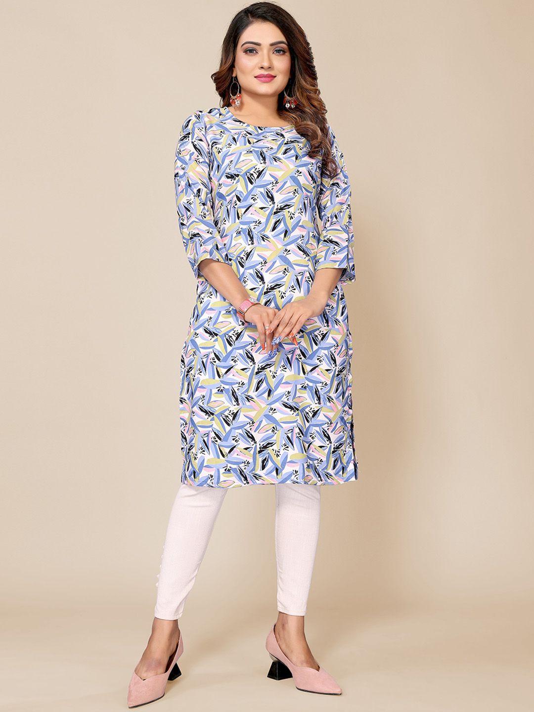 krimmple floral printed round neck kurta