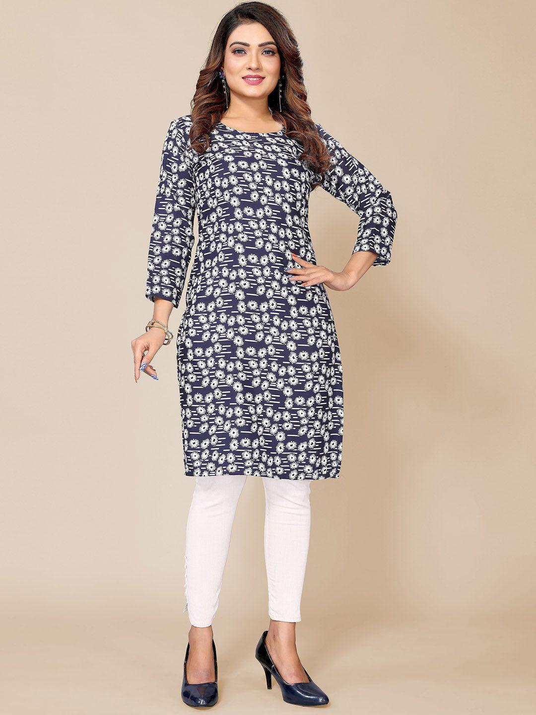 krimmple floral printed straight kurta