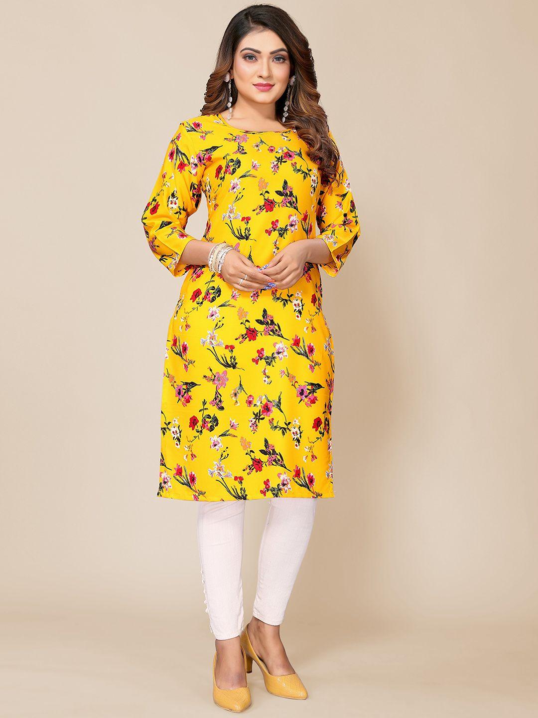 krimmple floral printed straight kurta