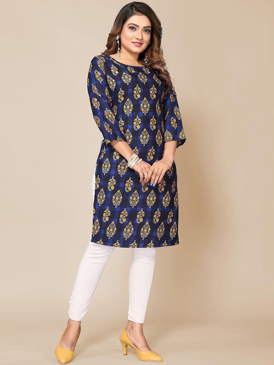 krimmple floral printed straight kurta