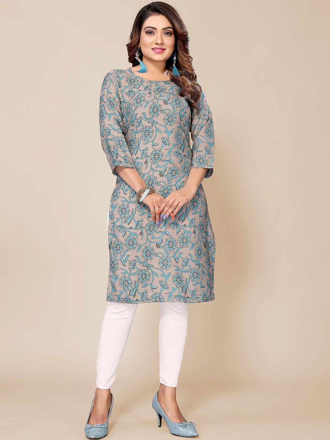 krimmple floral printed straight kurta