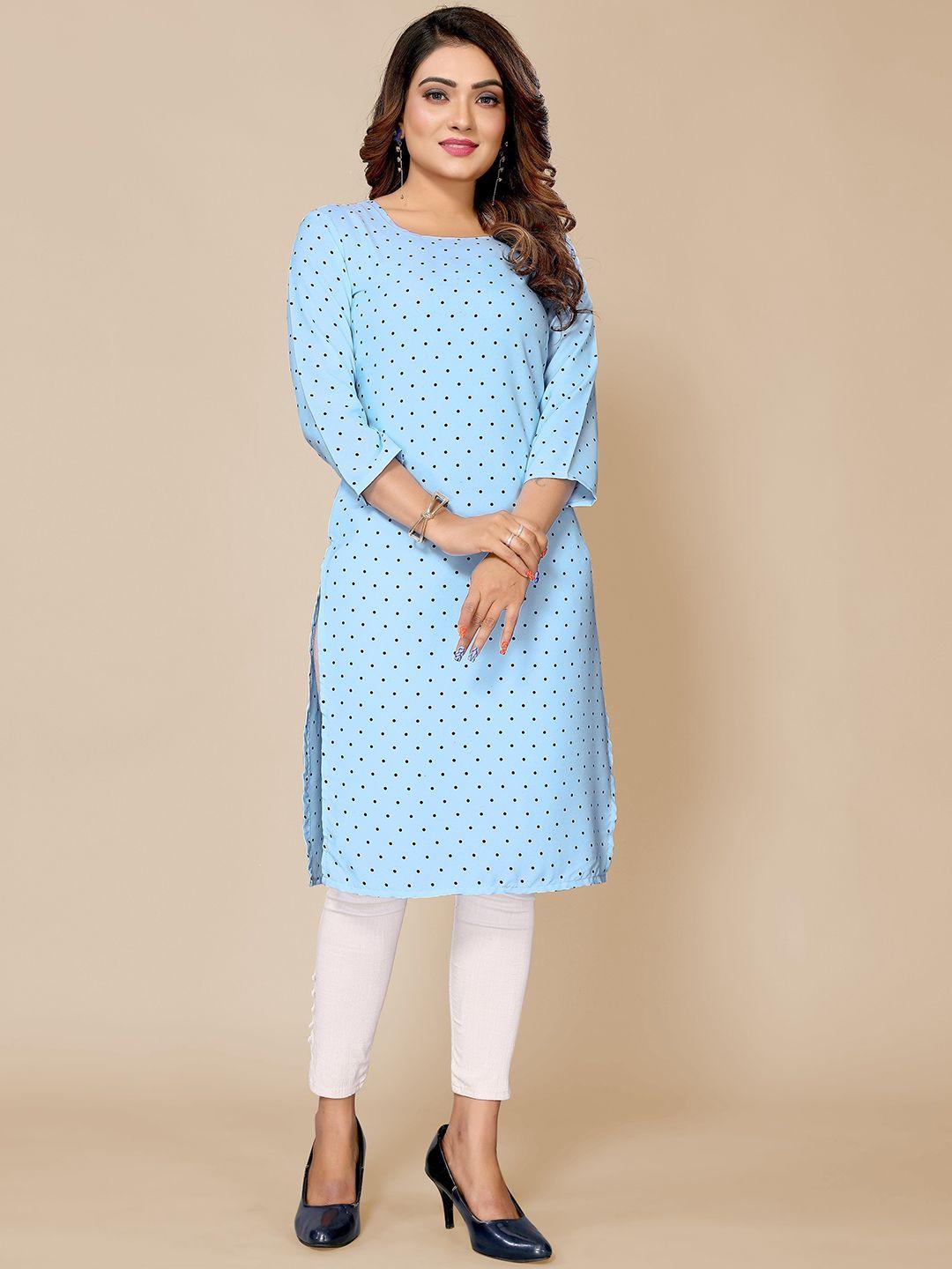 krimmple polka dot printed floral crepe kurta