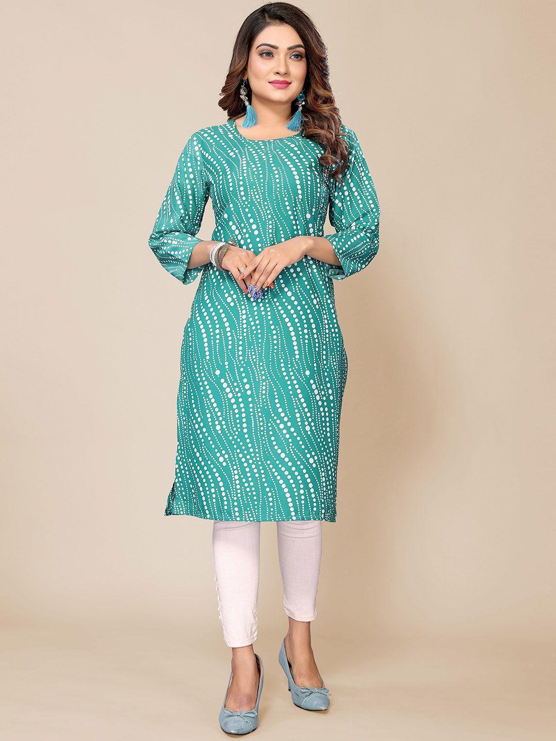 krimmple polka dots printed straight kurta