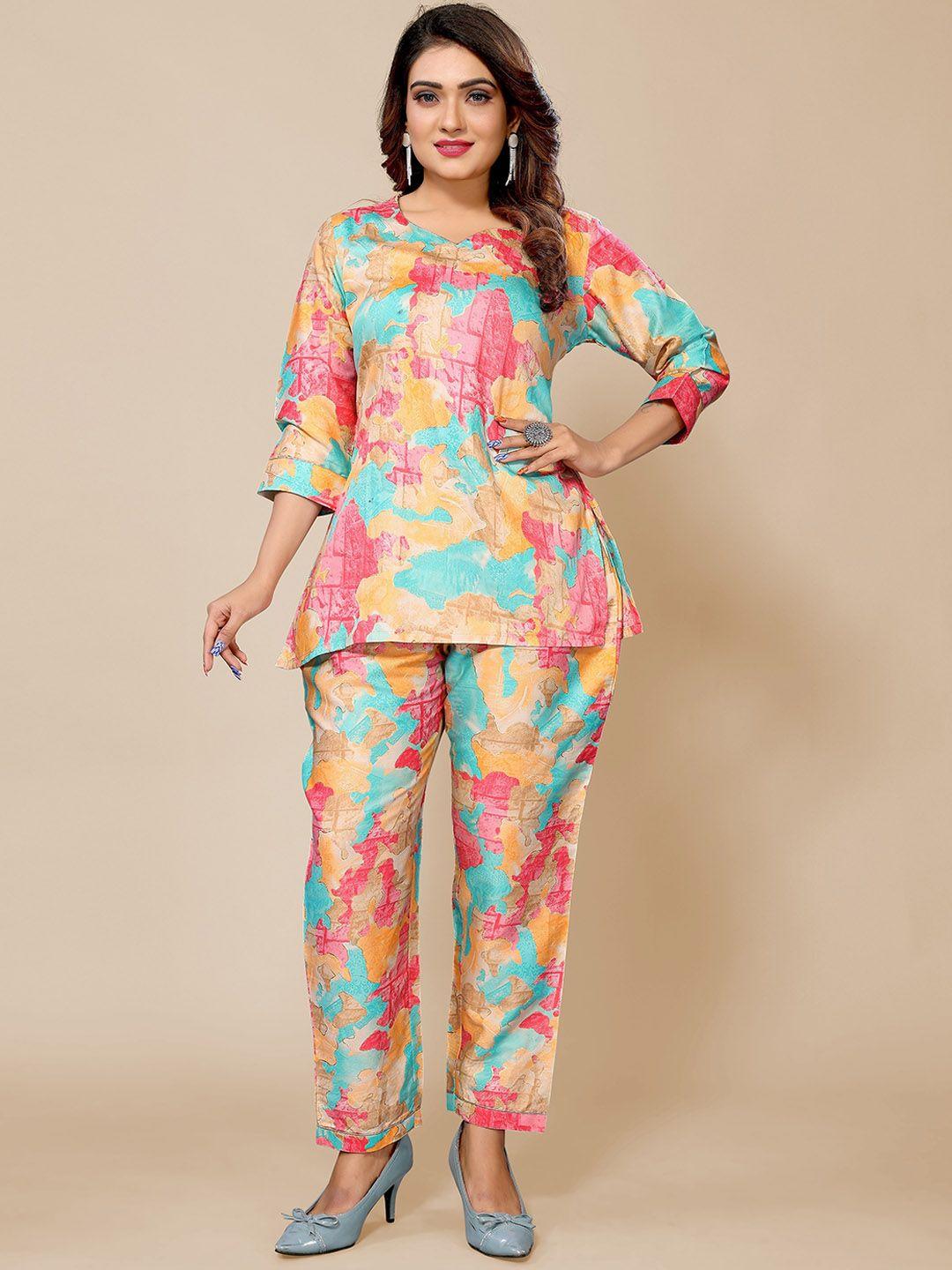 krimmple printed pure cotton top with trousers