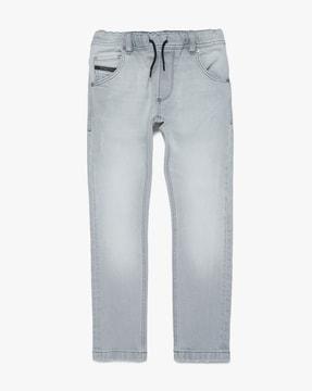 krooley mid-wash tapered fit jeans
