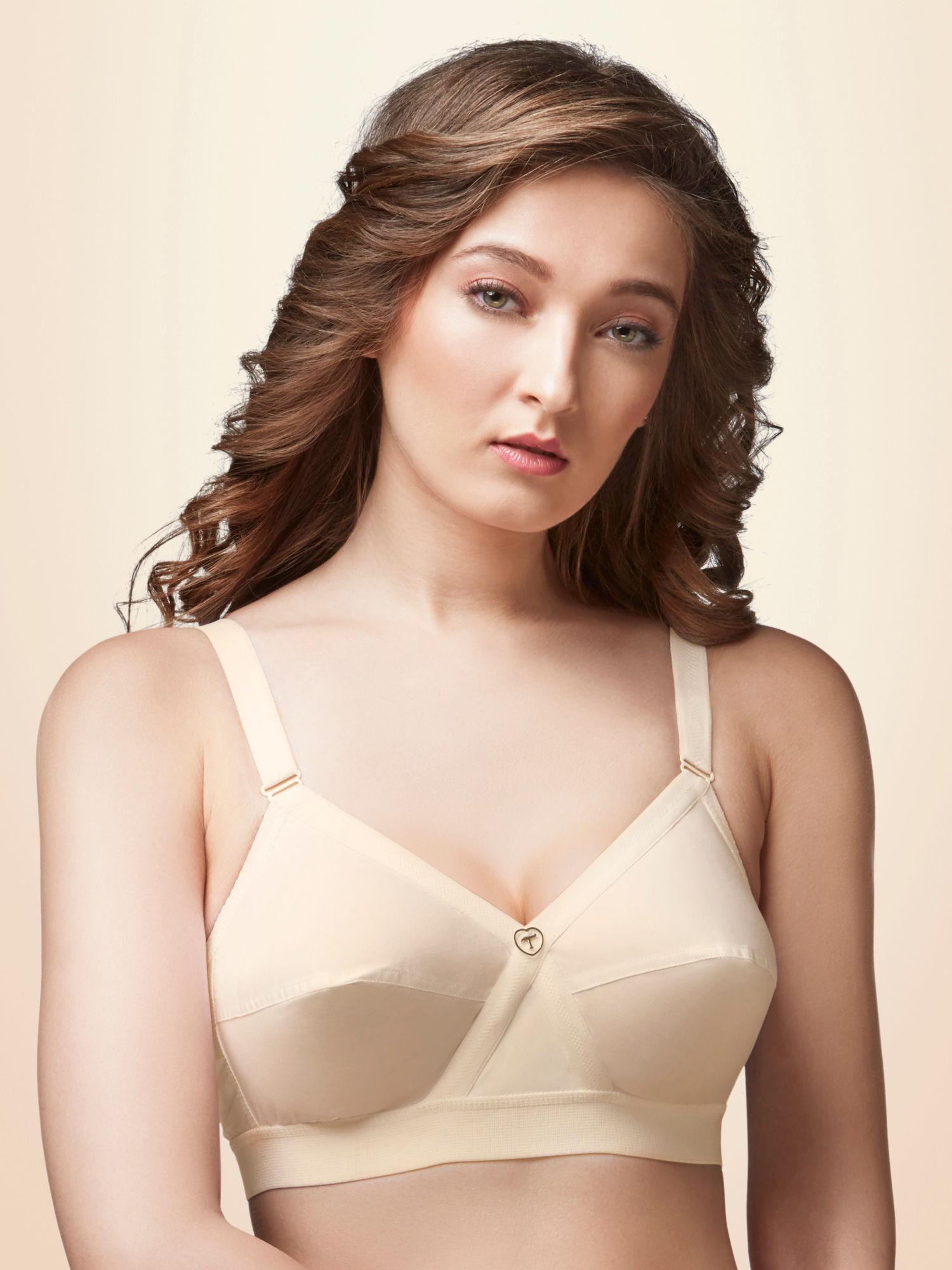 krutika plain cotton fabric opulent full cup bra - nude