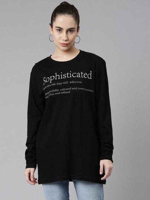 kryptic black printed cotton oversized t-shirt