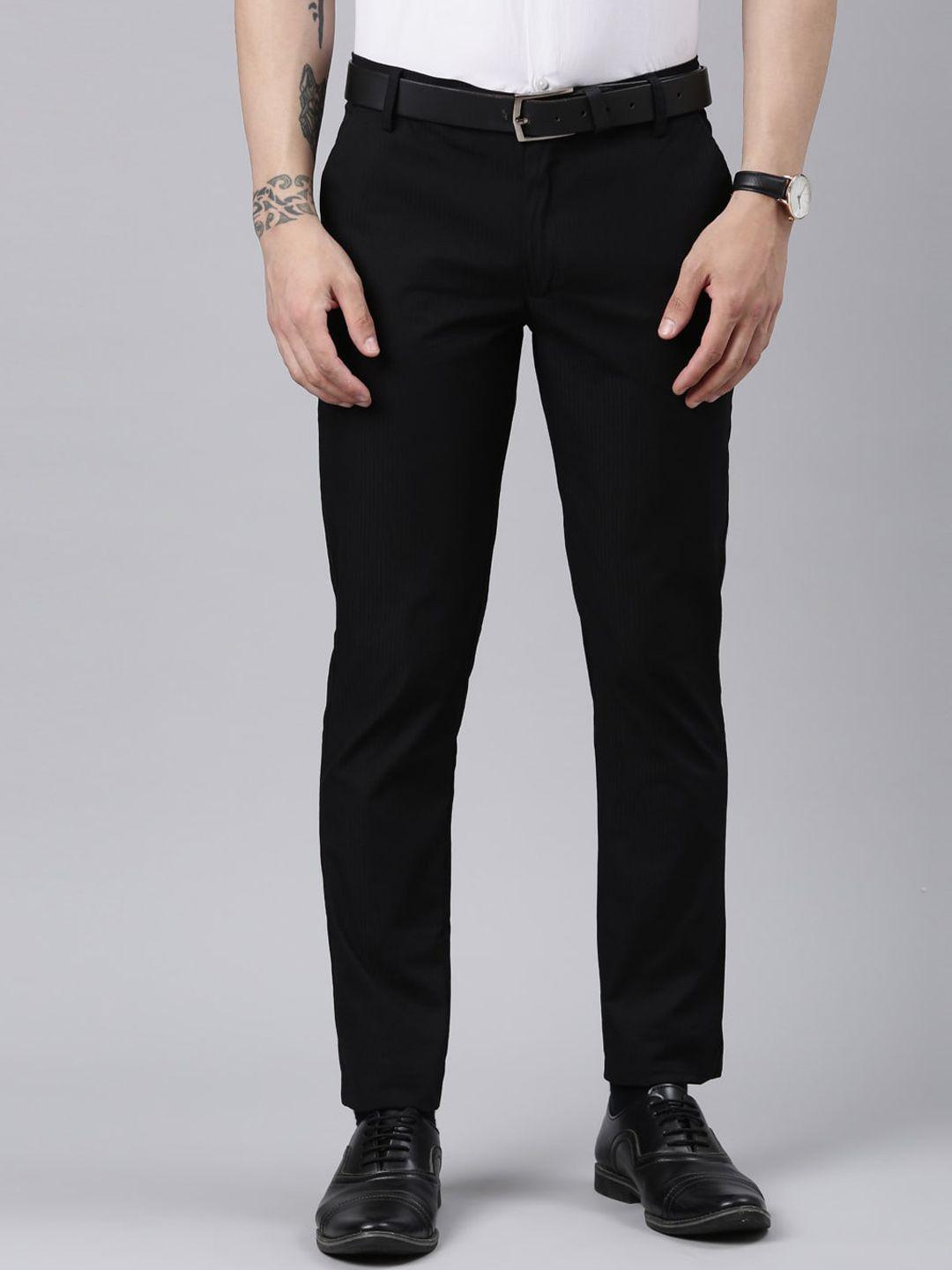 kryptic men mid-rise smart fit cotton formal trousers