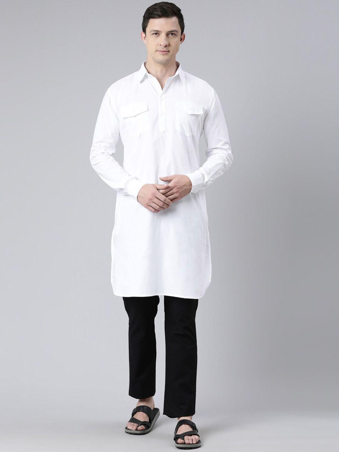 kryptic men white pathani pure cotton kurta