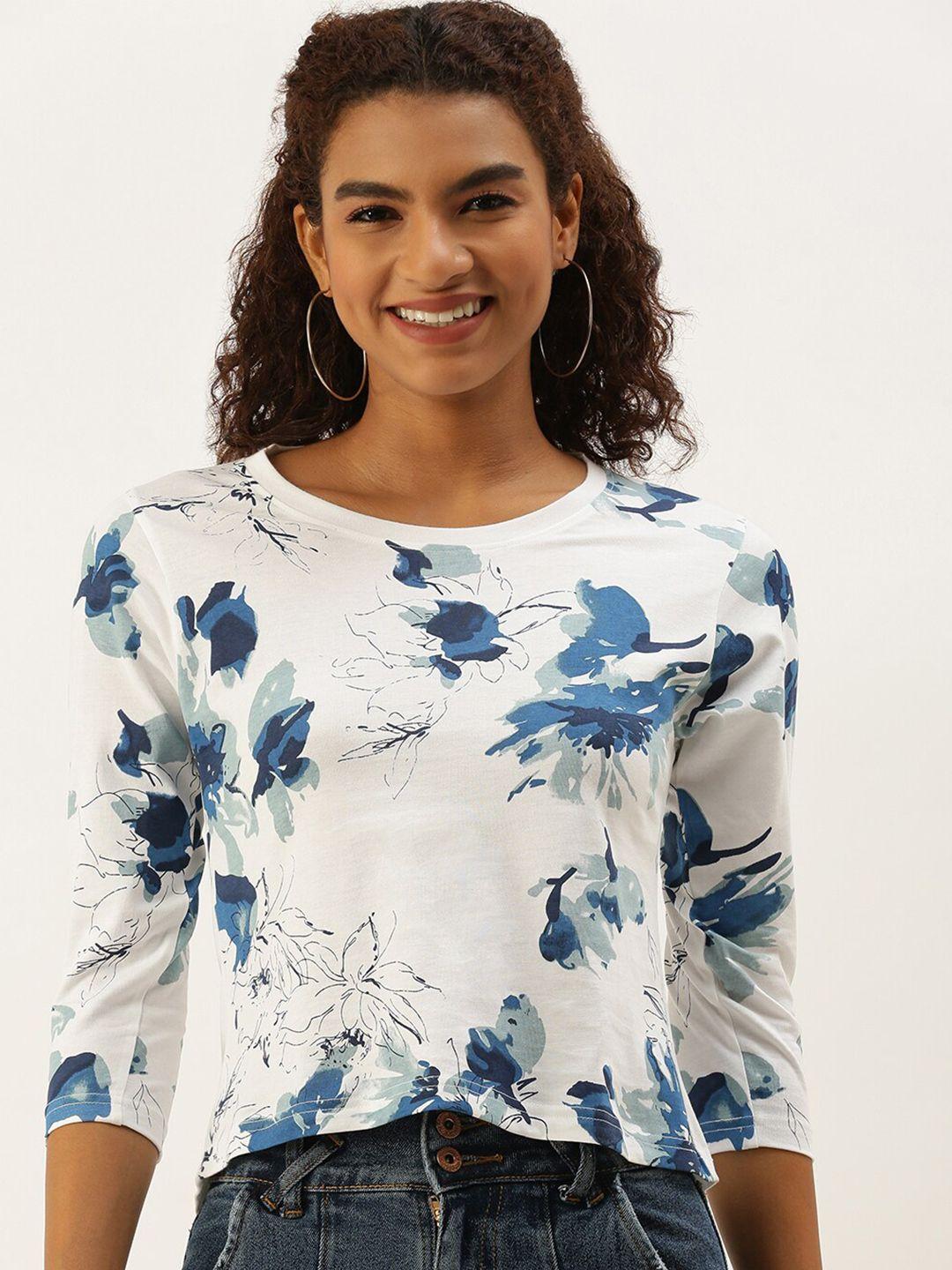 kryptic women floral printed slim fit t-shirt