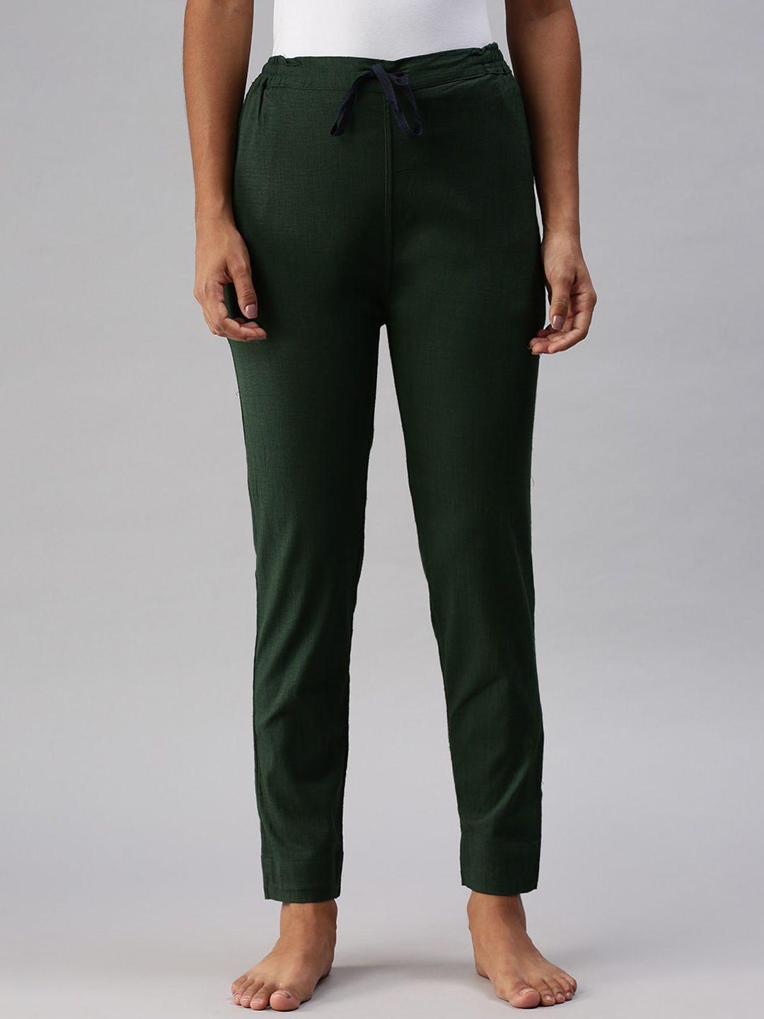 kryptic women green solid lounge pants