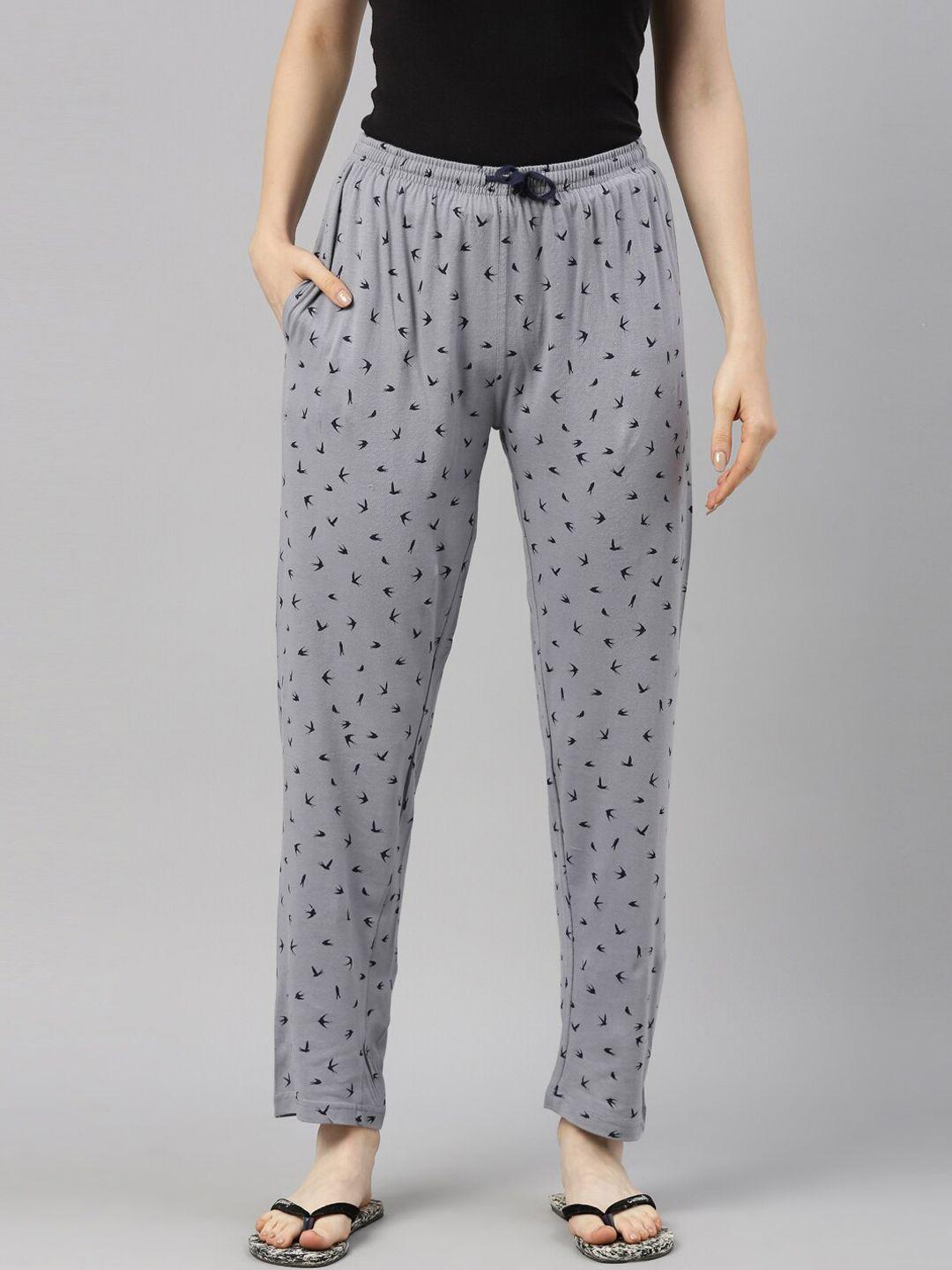 kryptic-women-grey-&-black-printed-lounge-pants