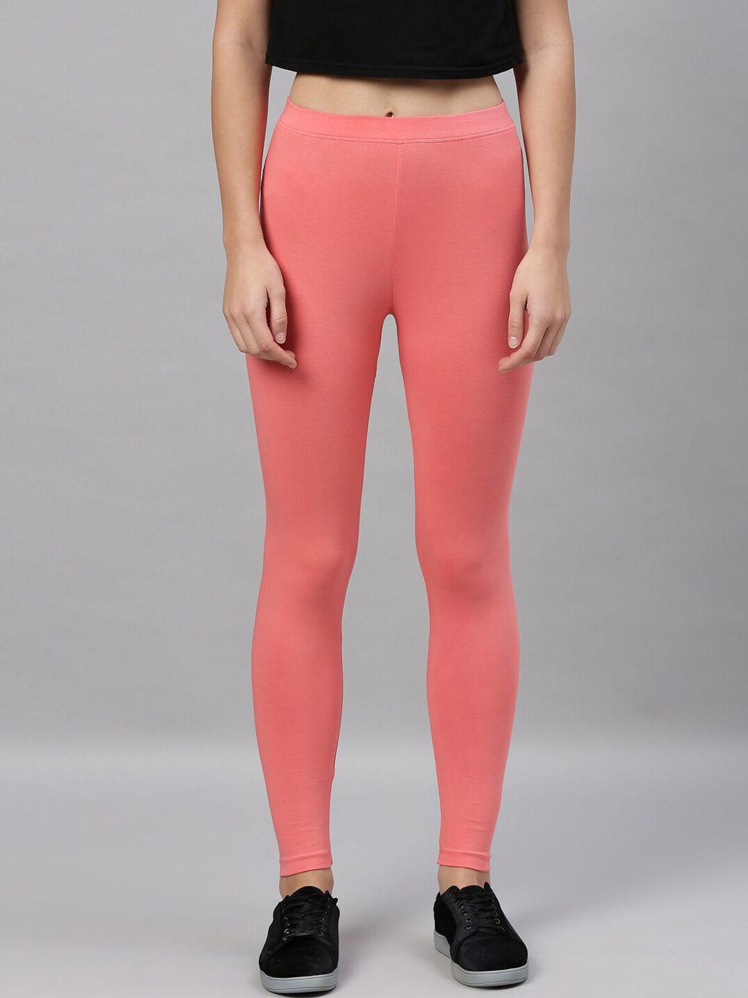 kryptic women pink solid ankle length leggings