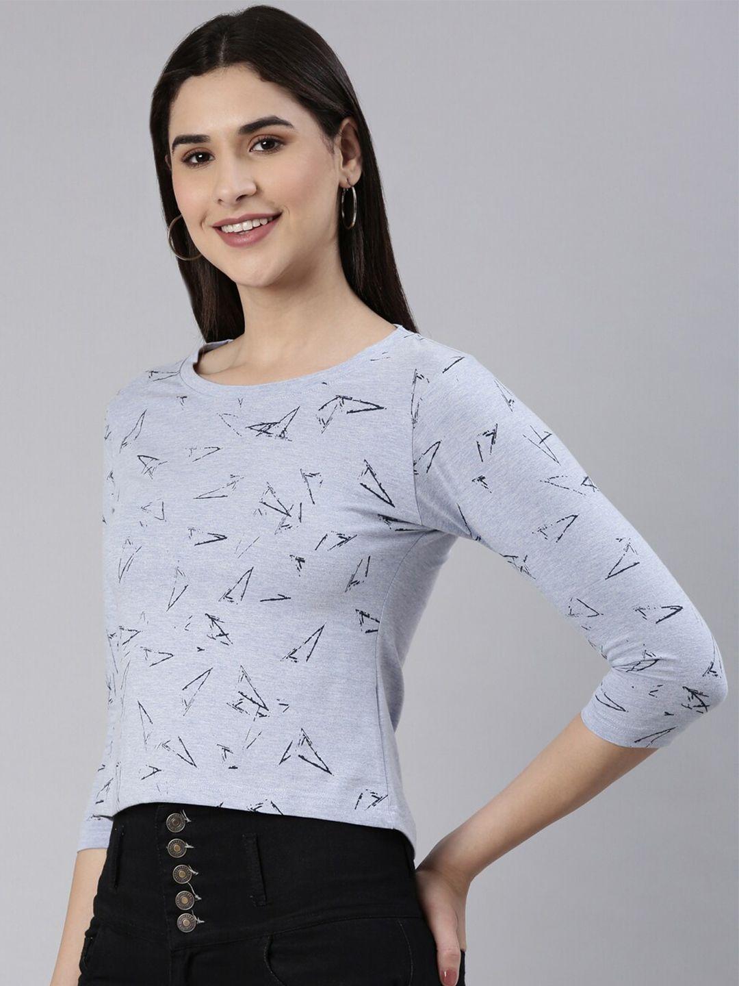 kryptic women printed slim fit cotton t-shirt