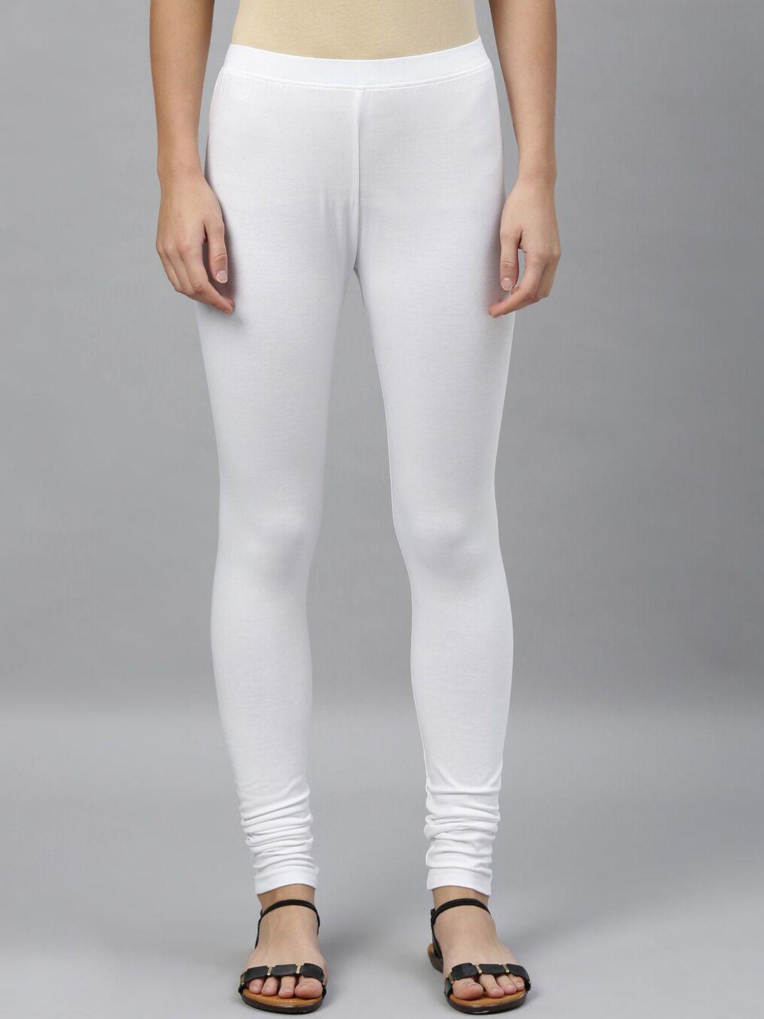 kryptic women white solid churidar-length leggings