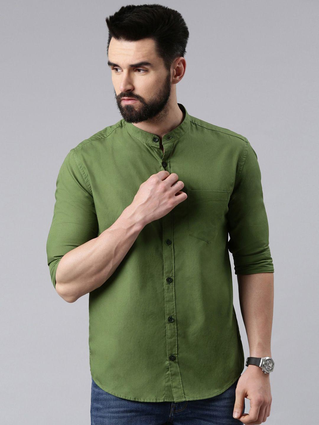 kryptic band collar pure cotton casual shirt