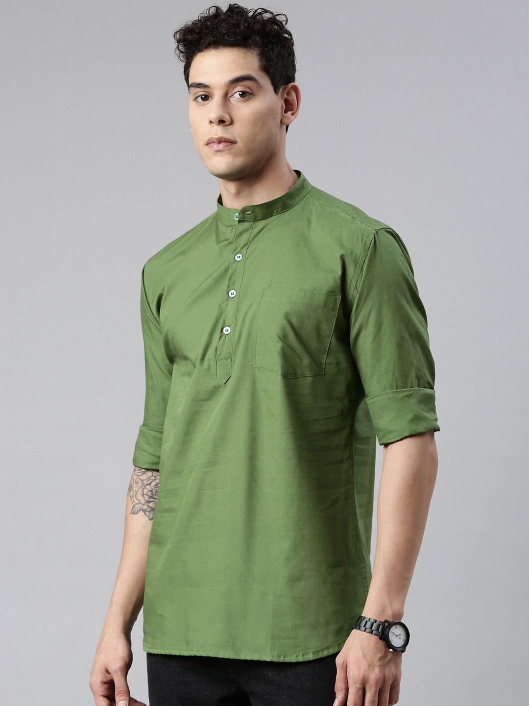 kryptic band collar pure cotton short kurta