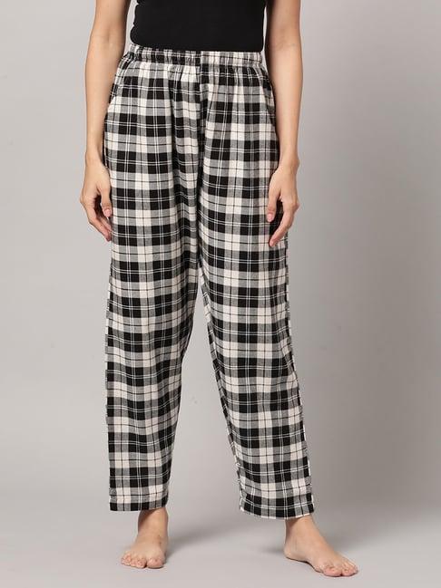 kryptic beige & black cotton checks pyjamas