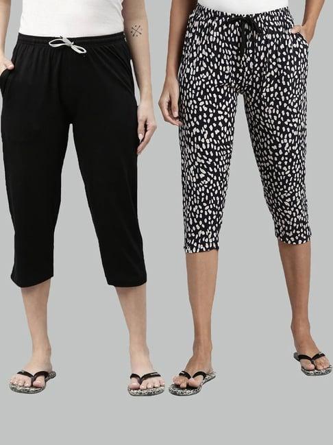 kryptic black printed capris - pack of 2