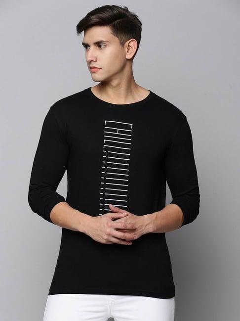 kryptic black regular fit printed t-shirt