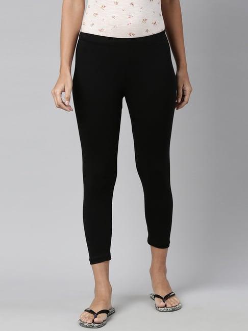 kryptic black soild crop length leggings