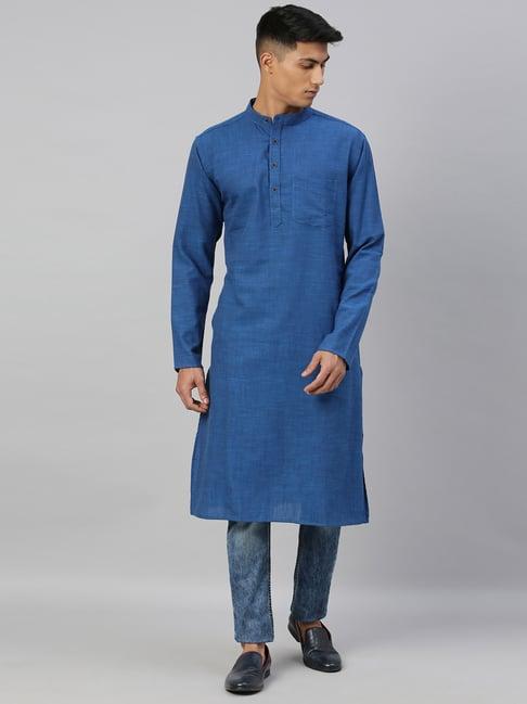 kryptic blue mandarin collar kurta