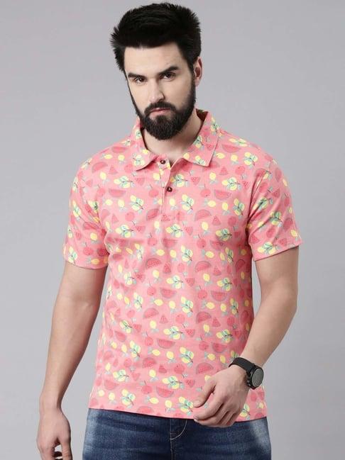 kryptic coral regular fit printed cotton polo t-shirt