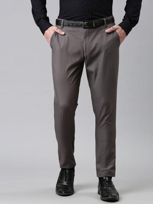 kryptic dark grey straight fit trousers