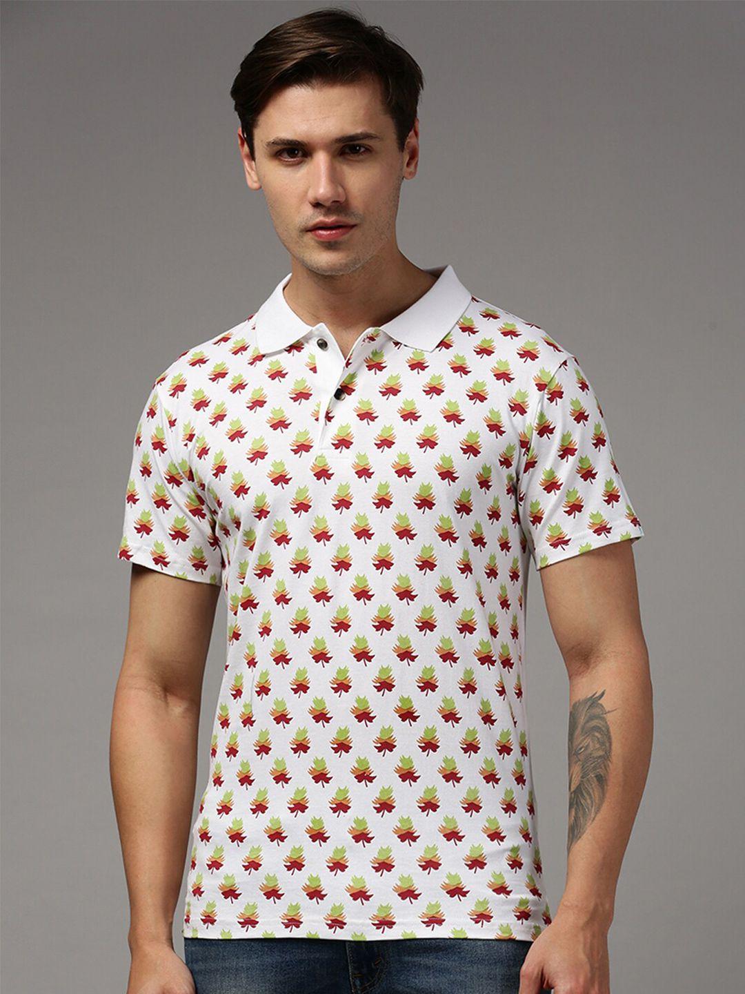 kryptic floral printed polo collar pure cotton  t-shirt