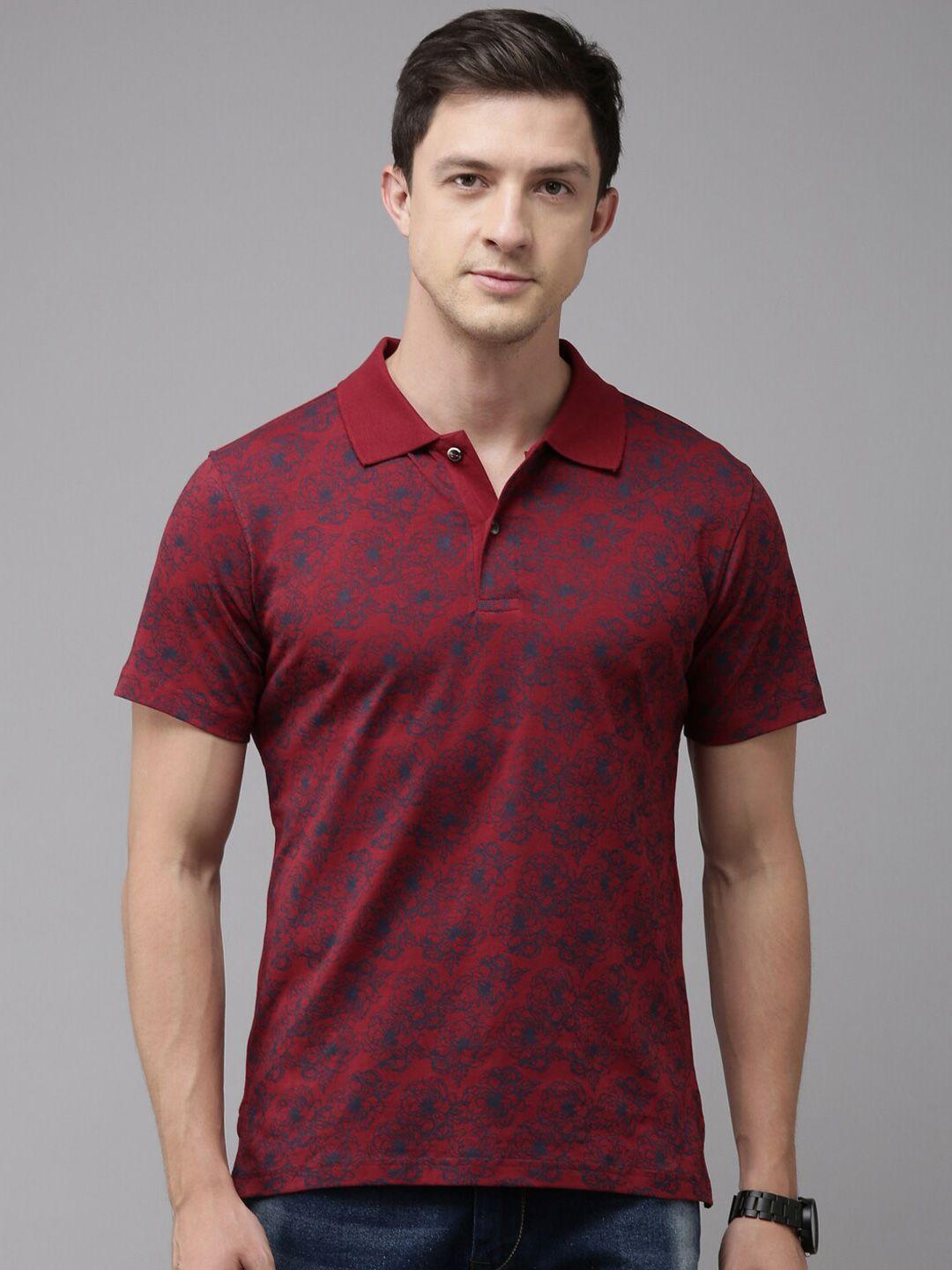 kryptic floral printed polo collar pure cotton t-shirt