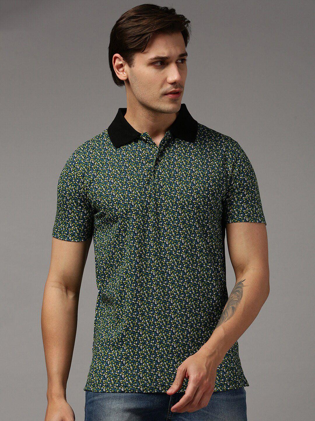 kryptic floral printed pure cotton polo collar t-shirt