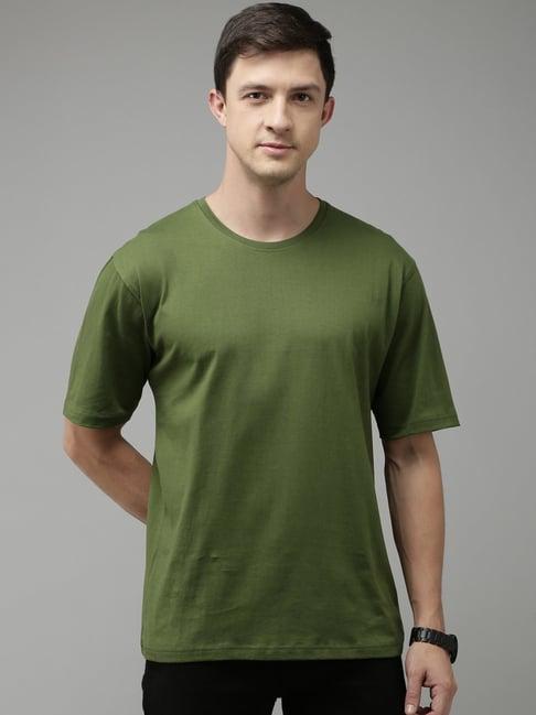 kryptic green cotton loose fit oversized drop shoulder t-shirt