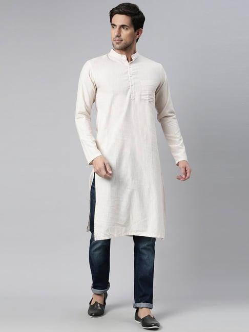 kryptic light beige mandarin collar kurta