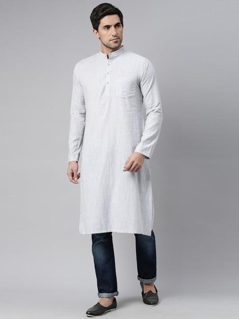 kryptic light grey mandarin collar kurta