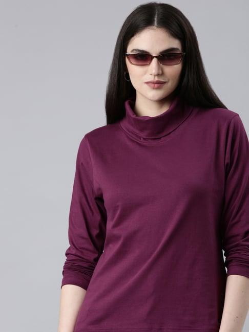 kryptic maroon cotton turtle neck top