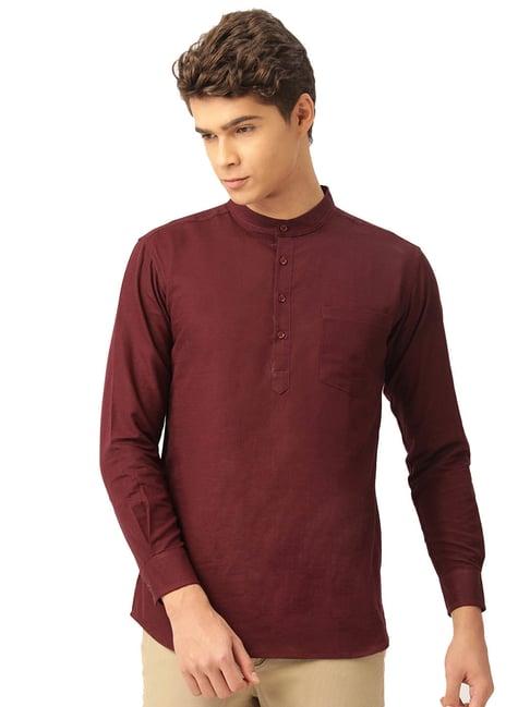 kryptic maroon regular fit short kurta