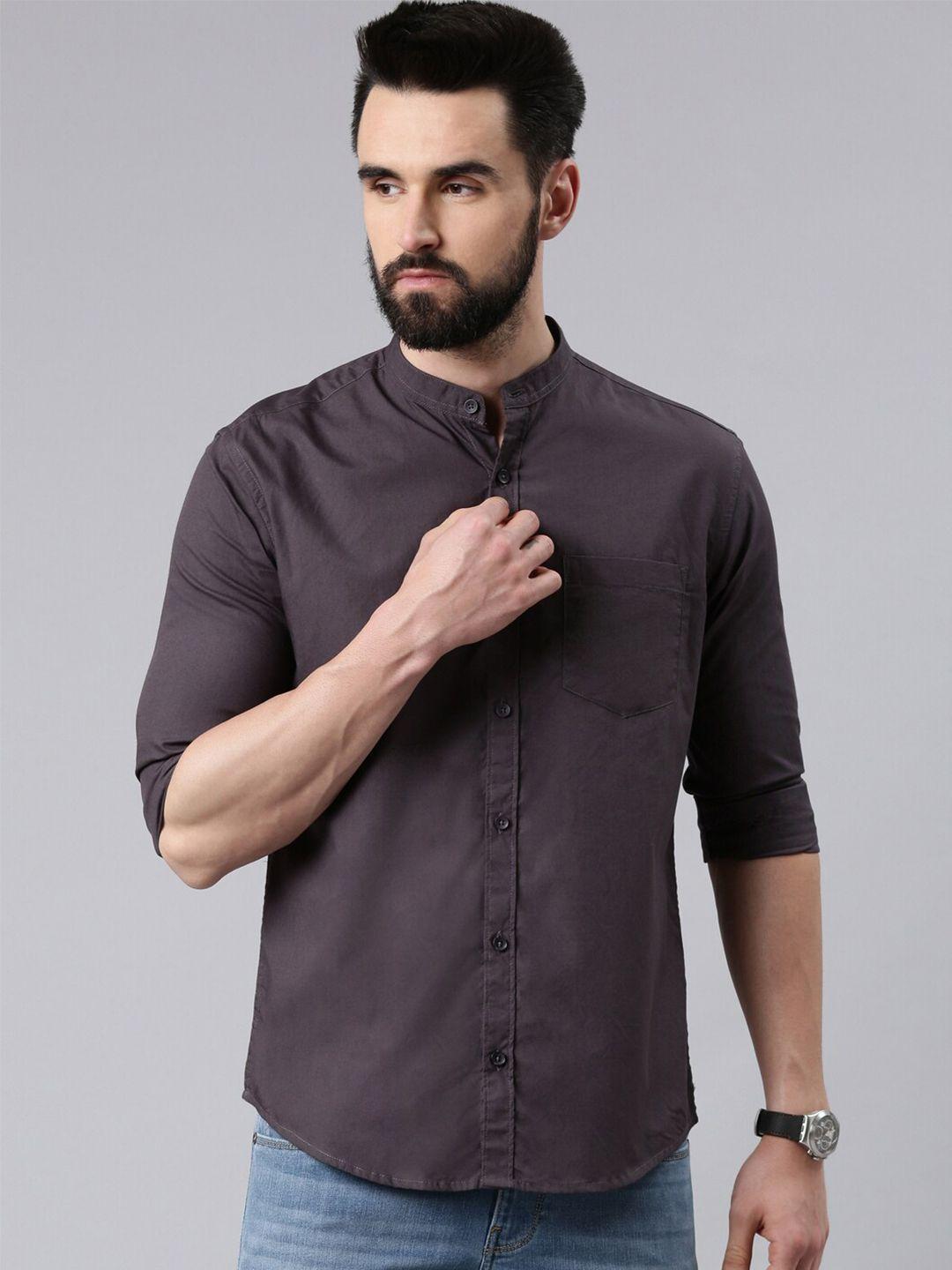 kryptic men grey smart cotton casual shirt