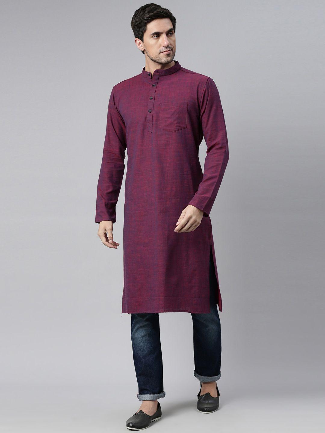 kryptic men purple pure cotton kurta